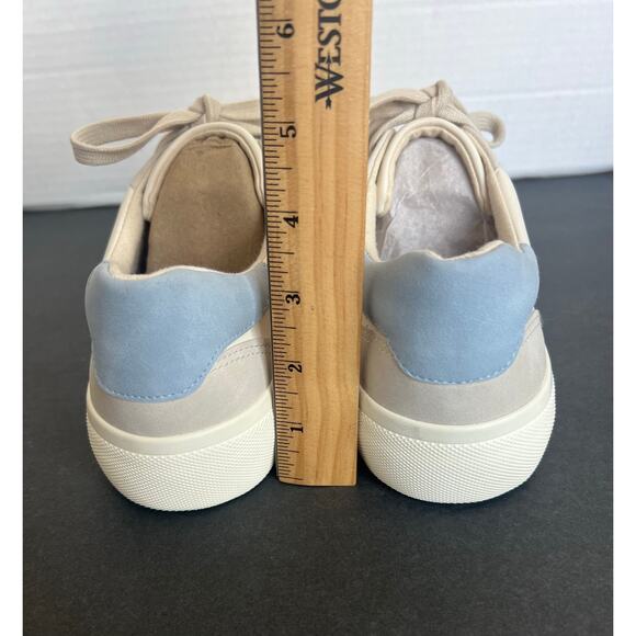 Zara Vegan Cream Blue Platform Low Top Lace Up Sneakers Size 9 - Picture 6 of 10